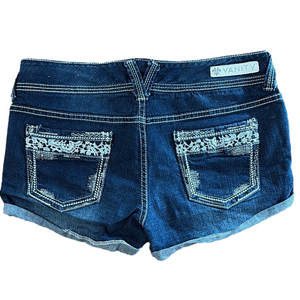 Vanity Denim Shorts with Lace Pockets